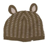 Béžovo-růžová vzorovaná čepice s oušky Gymboree 