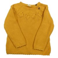 Okrový svetr s dirkovaným vzorem Alana