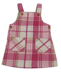 Růžoo-bielo-béžové kockované šaty Nutmeg