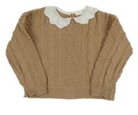 Béžový vzorovaný oversize sveter s golierikom Next