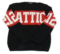 Čierno-červený vlnený sveter s nápismi Attic21