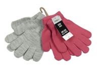 Nové - 2x - Stříbrné + růžové pletené prstové rukavice Pep&Co