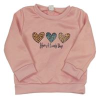 Svetloružová mikina so srdiečkami Shein