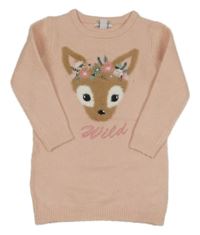 Svetloružové svetrové šaty so srnkami Primark