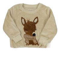 Béžová plyšová mikina so srnkou C&A