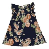 Tmavomodré kvetované šaty Shein