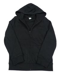 Černá propínací mikina s potiskem a kapucí Tu