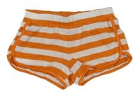 Oranžovo-biele pruhované bavlnené kraťasy