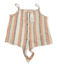 Nové - Růžovo-smetanovo-šedý pruhovaný top s uzlem F&F