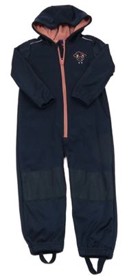 Tmavomodrá softshellová kombinéza s mráčikom a kapucňou Lupilu