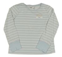 Světlemodro-biele pruhované tričko s dúhou H&M