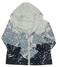 Bielo-sivo-antracitová šušťáková bunda s kapucňou Shein