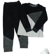 2set - Černo-šedá sametová mikina + kalhoty C&A