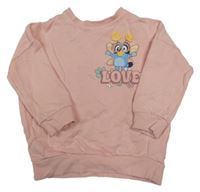 Svetloružová oversize mikina s Bluey George