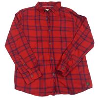 Červeno-tmavomodrá kockovaná košeľa ZARA