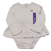 Bílo-lila pruhované body s motýlkom a sukní carter's