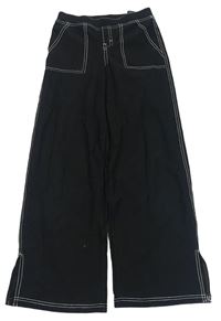 Čierne široké teplákové rifle H&M