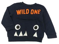 Tmavomodrá mikina s príšerkou a nápisom F&F