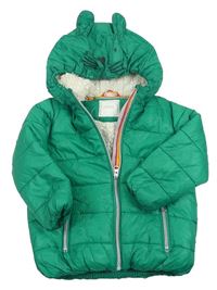 Zelená prešívaná šušťáková pod/zimní bunda s kapucňou s čumáčkem Next