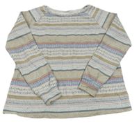 Bielo-modro-hnědobéžová vzorovaná mikina