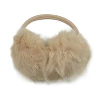 Světlepudrové kožešinovo/koženkové klapky na uši