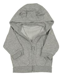 Sivá melírovaná prepínaci mikina s kapucňou s uškami George