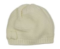 Smetanová pletená čepice s mašlí Topomini