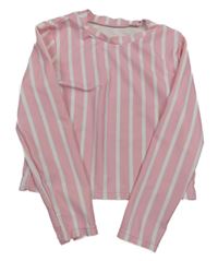 Růžovo-bílé pruhované UV crop triko SHEIN