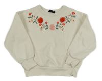 Smotanová mikina s kvietkami MONOPRIX