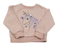 Pudrová tepláková mikina s jednorožcom PRIMARK
