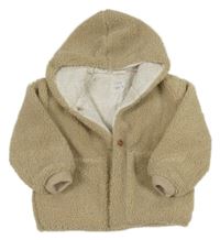 Béžová huňatá zateplená bunda s kapucí ZARA