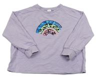 Svetlofialová melírovaná mikina s dúhou s flitrami Next