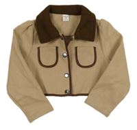 Béžovo-tmavohnědé flaušové bolérko s golierikom SHEIN