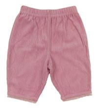 Ružové rebrované zamatové nohavice s organzovým volánikom George