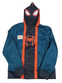 Tmavopetrolejovo-červeno-černá propínací sportovní mikina s kapucí - Spider-man