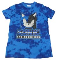 Modro-tmavomodré batikované tričko se Sonicem PRIMARK