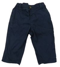 Tmavomodré plátenné nohavice H&M