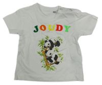 Biele tričko s pandami a nápisom