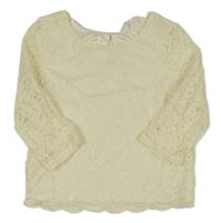 Smetanová krajková crop halenka s kytičkami H&M