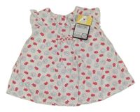 Nové - biele plátenné šaty s mušličkami a rybičkami a volánikmi C&A