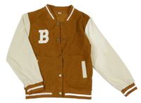 Hnědo-smetanová manšestrová bunda 