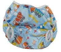 Světlemodré plenkové kalhotky stavebními stroji