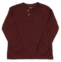 Vínová melírovaná rebrovaná mikina s výšivkou Next