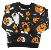 Čierna tepláková mikina s dýněmi a duchy H&M