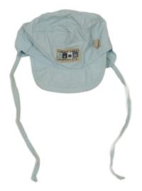 Světlemodrá plátěná zavazovací plátěná kšiltovka s nášivkou