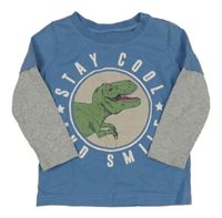 Modro-šedé/melírované triko s dinosaurem lamino