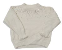 Smotanový chlpatý sveter s flitrami C&A
