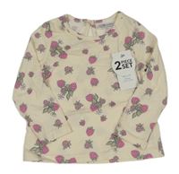 Nové - smetanové triko s malinami so cute