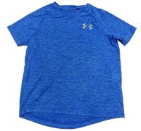 Modré melírované sportovní funkční tričko s logem Under Armour