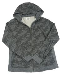 Tmavosivá melírovaná army prepínaci mikina s kapucňou M&S